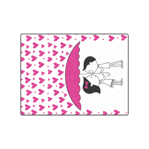 Romantic Couple With Hearts Blanket 50"x60"