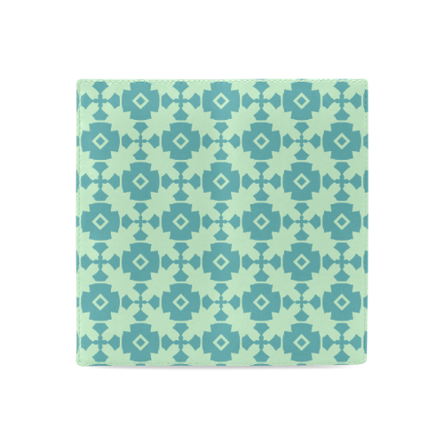 Teal Mint Geometric Tile Pattern Women's Leather Wallet (Model 1611)