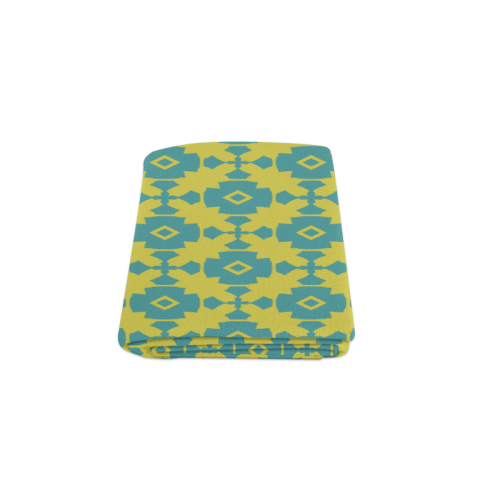 Yellow Teal Geometric Tile Pattern Blanket 50"x60"
