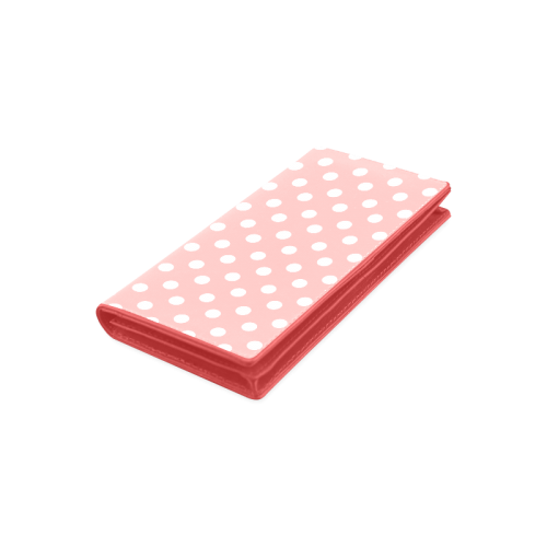 Coral Pink Polka Dots Women's Leather Wallet (Model 1611)