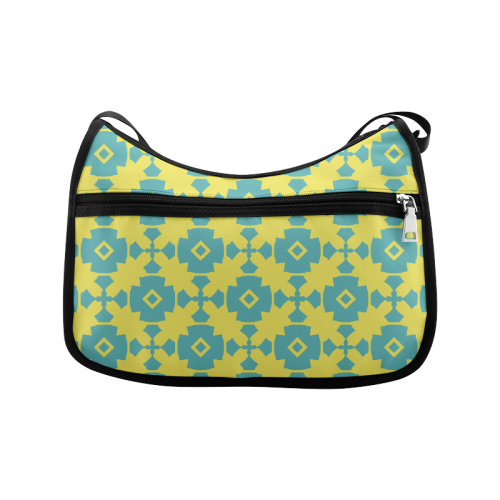 Yellow Teal Geometric Tile Pattern Crossbody Bags (Model 1616)