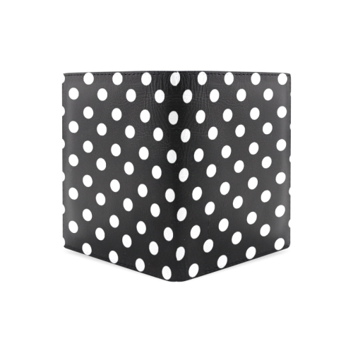 Black Polka Dots Men's Leather Wallet (Model 1612)