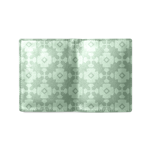 Green Geometric Tile Pattern Men's Leather Wallet (Model 1612)