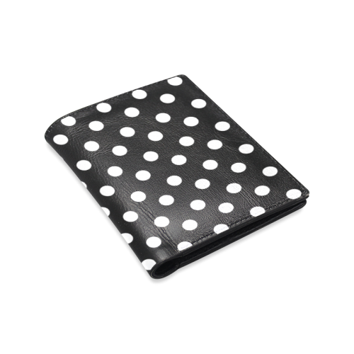 Black Polka Dots Men's Leather Wallet (Model 1612)