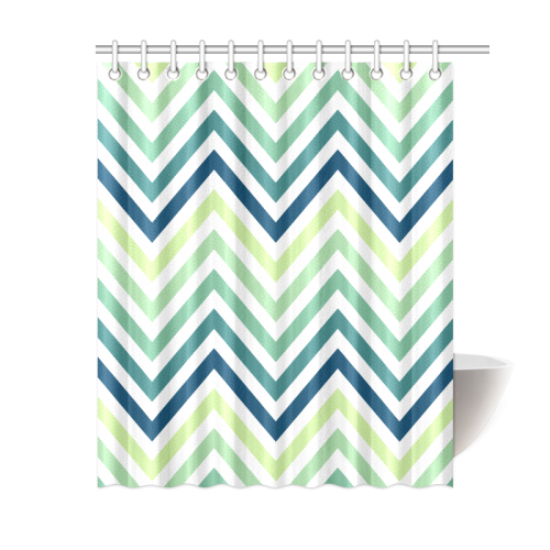 Teal Blue Mint Chevron Shower Curtain 60"x72"