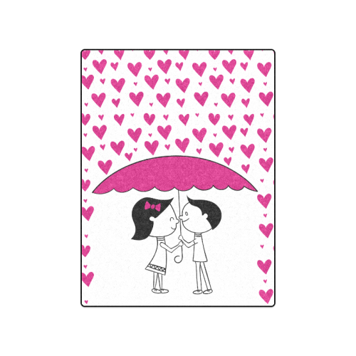 Romantic Couple With Hearts Blanket 50"x60"