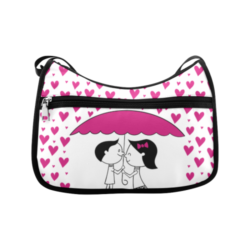 Romantic Couple With Hearts Crossbody Bags (Model 1616)