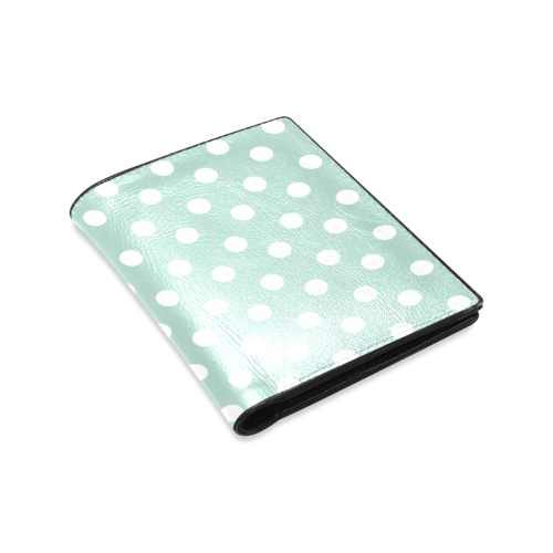 Aqua Polka Dots Men's Leather Wallet (Model 1612)