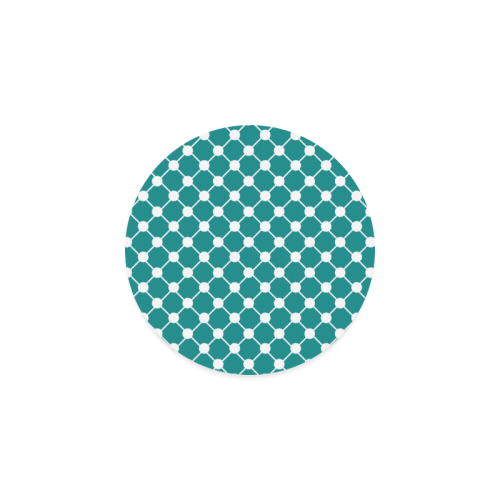 Teal Trellis Dots Round Coaster