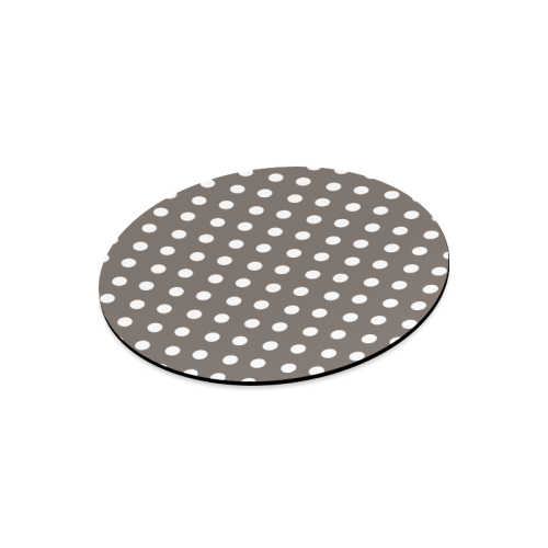 Beige Polka Dots Round Mousepad