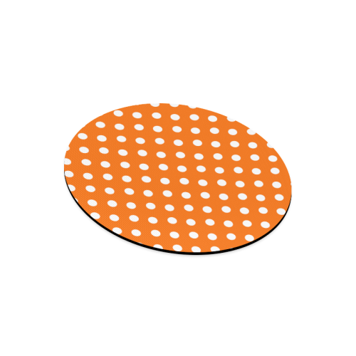 Orange Polka Dots Round Mousepad