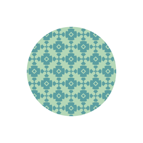 Teal Mint Geometric Tile Pattern Round Mousepad