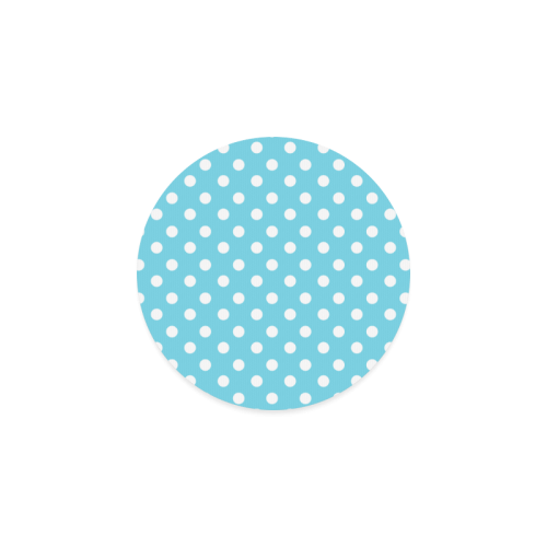 Cyan Polka Dots Round Coaster