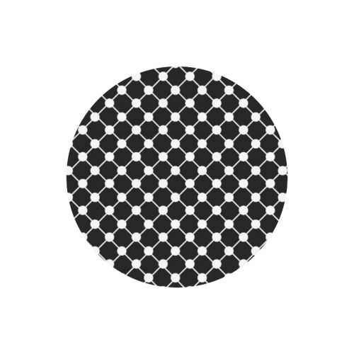 Black and White Trellis Dots Round Mousepad