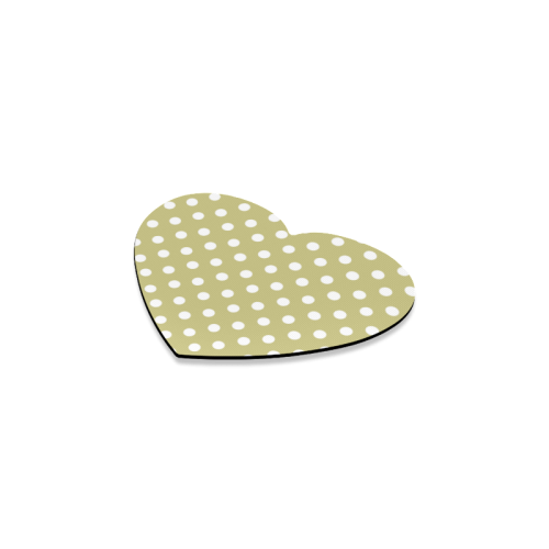 Olive Polka Dots Heart Coaster