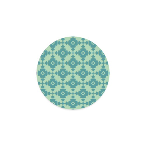 Teal Mint Geometric Tile Pattern Round Coaster