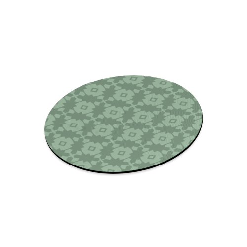 Green Geometric Tile Pattern Round Mousepad
