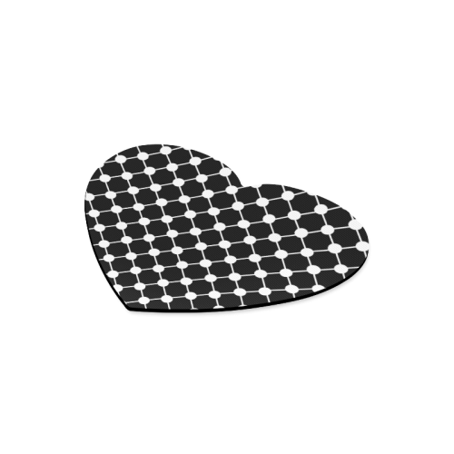 Black and White Trellis Dots Heart-shaped Mousepad