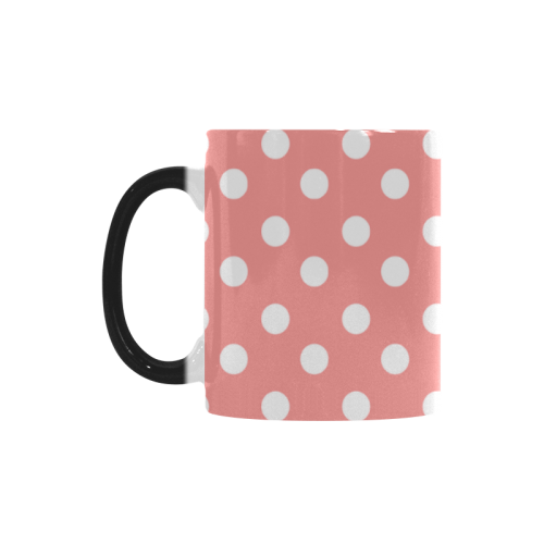 Coral Pink Polka Dots Custom Morphing Mug