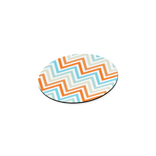 Aqua Orange Chevron Round Coaster