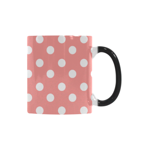 Coral Pink Polka Dots Custom Morphing Mug