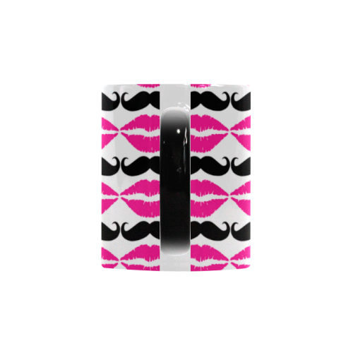 Pink and Black Hipster Mustache and Lips Custom Morphing Mug