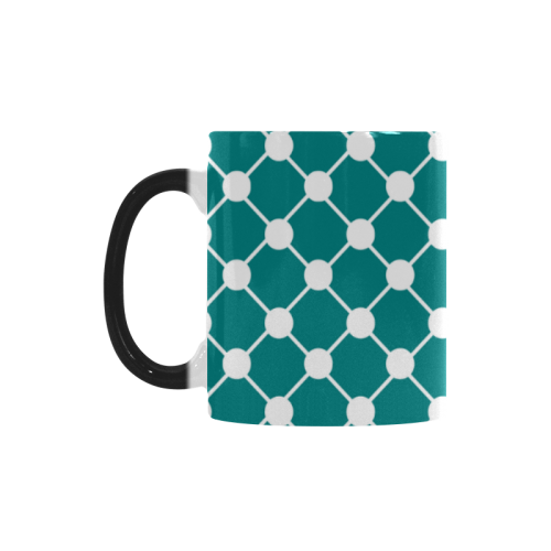 Teal Trellis Dots Custom Morphing Mug