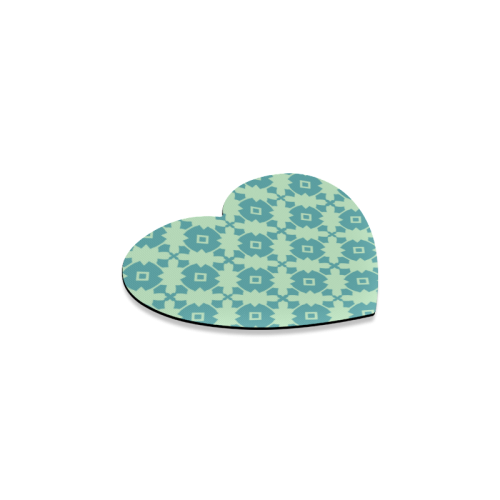 Teal Mint Geometric Tile Pattern Heart Coaster