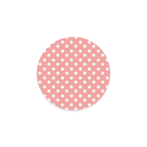 Coral Pink Polka Dots Round Coaster