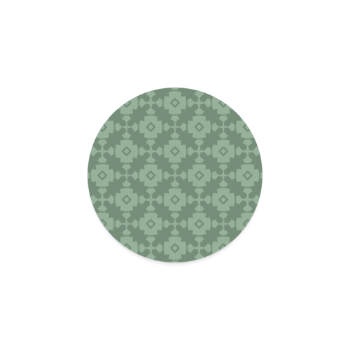Green Geometric Tile Pattern Round Coaster