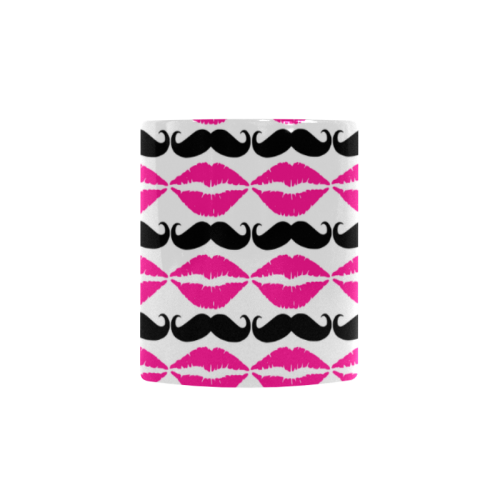 Pink and Black Hipster Mustache and Lips Custom Morphing Mug