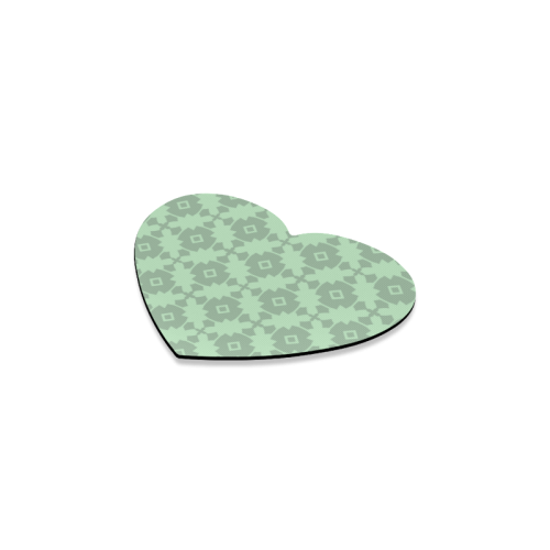 Mint Green Geometric Tile Pattern Heart Coaster