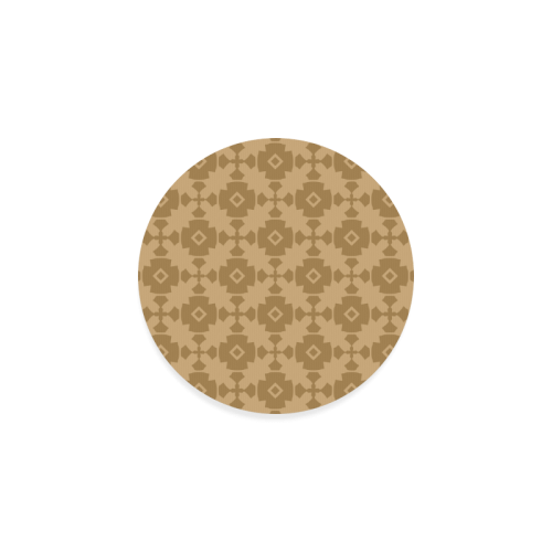Dark tan Geometric Tile Pattern Round Coaster