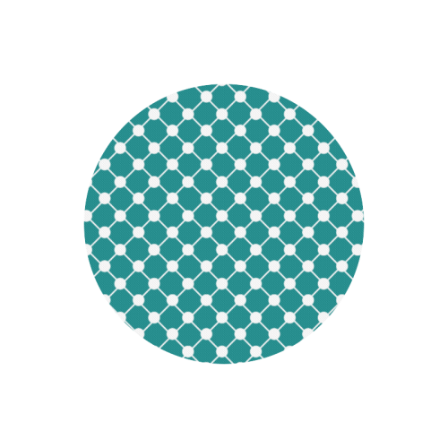 Teal Trellis Dots Round Mousepad