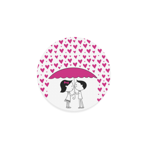 Romantic Couple With Hearts Round Coaster