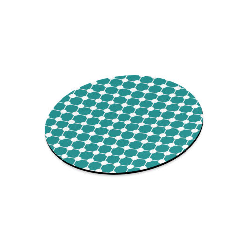 Teal Trellis Dots Round Mousepad