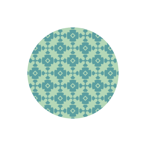 Teal Mint Geometric Tile Pattern Round Mousepad