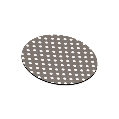 Beige Polka Dots Round Mousepad