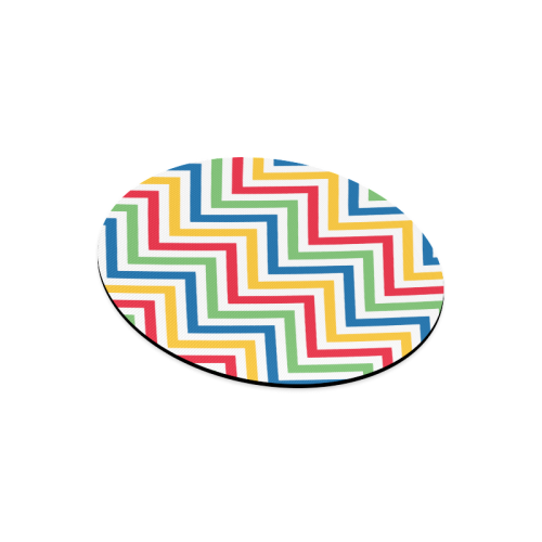 Green Red Chevron Round Mousepad