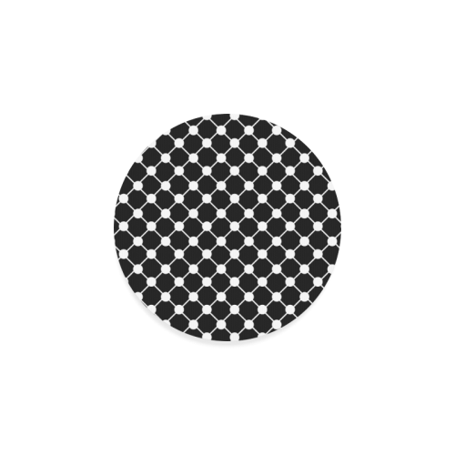 Black and White Trellis Dots Round Coaster