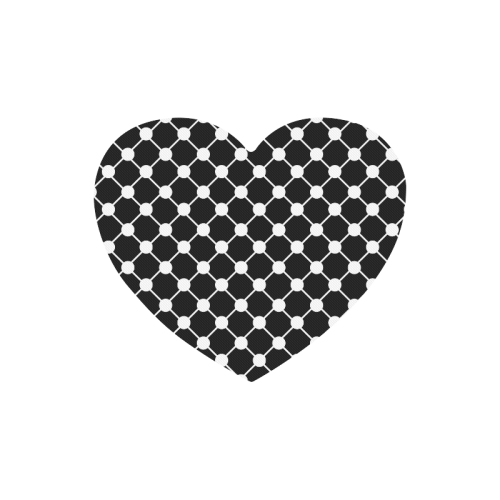 Black and White Trellis Dots Heart-shaped Mousepad