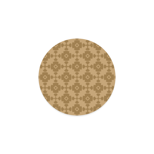 Dark tan Geometric Tile Pattern Round Coaster