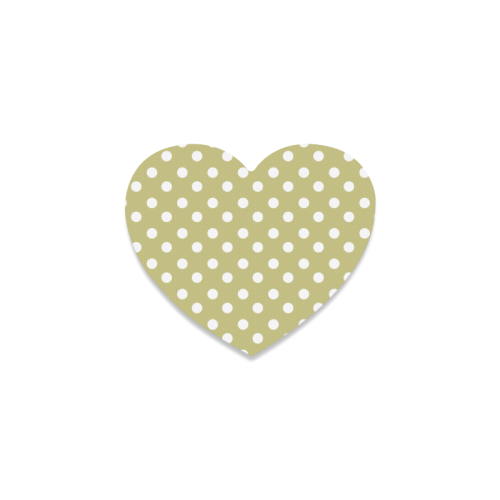 Olive Polka Dots Heart Coaster