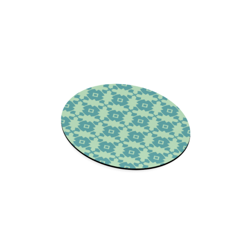 Teal Mint Geometric Tile Pattern Round Coaster