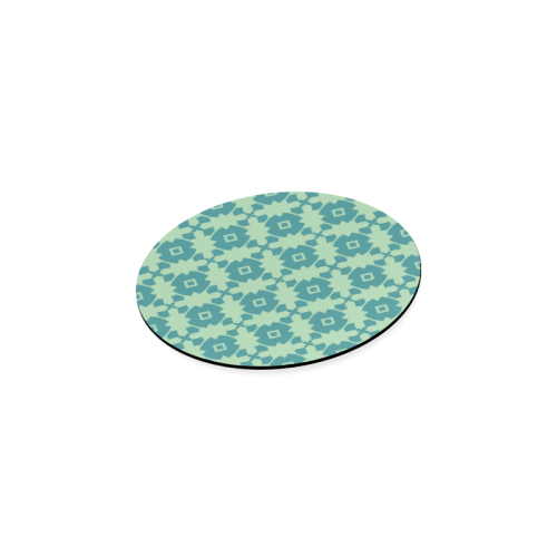 Teal Mint Geometric Tile Pattern Round Coaster