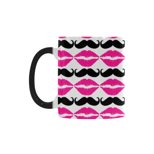 Pink and Black Hipster Mustache and Lips Custom Morphing Mug