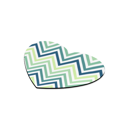 Teal Blue Mint Chevron Heart-shaped Mousepad