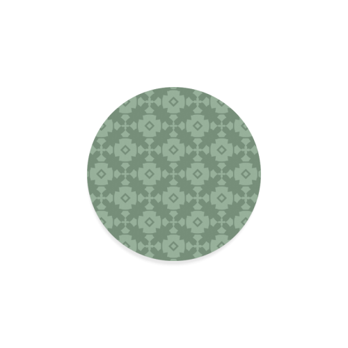 Green Geometric Tile Pattern Round Coaster