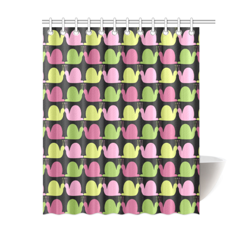 Whimsical Pastel Snails Pattern Shower Curtain 60"x72"