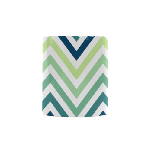 Teal Blue Mint Chevron White Mug(11OZ)